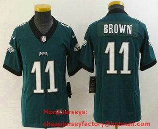 Youth Philadelphia Eagles #11 AJ Brown Midnight Green 2022 Vapor Untouchable Stitched NFL Nike Limited Jersey