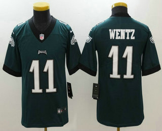 Youth Philadelphia Eagles #11 Carson Wentz Midnight Green 2017 Vapor Untouchable Stitched NFL Nike Limited Jersey