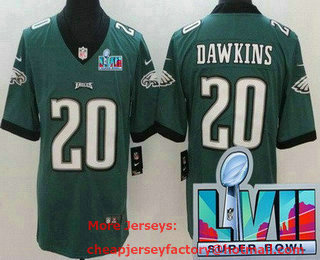 Youth Philadelphia Eagles #20 Brian Dawkins Limited Green Super Bowl LVII Vapor Jersey