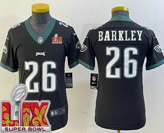 Youth Philadelphia Eagles #26 Saquon Barkley Limited Black Super Bowl LIX Vapor Jersey