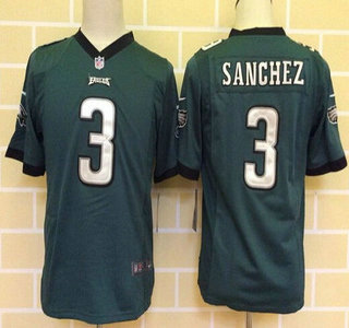 Youth Philadelphia Eagles #3 Mark Sanchez Home Dark Green Team Color NFL Nike Game Jersey