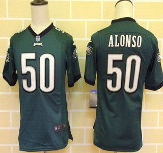 Youth Philadelphia Eagles #50 Kiko Alonso Midnight Green Team Color NFL Nike Game Jersey