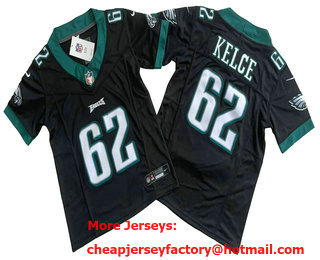 Youth Philadelphia Eagles #62 Jason Kelce Black 2023 FUSE Vapor Stitched Jersey