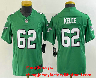 Youth Philadelphia Eagles #62 Jason Kelce Green 2023 FUSE Vapor Limited Throwback Stitched Jersey