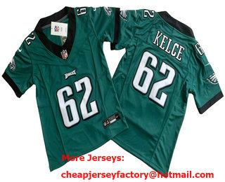 Youth Philadelphia Eagles #62 Jason Kelce Green 2023 FUSE Vapor Stitched Jersey