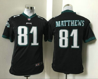 Youth Philadelphia Eagles #81 Jordan Matthews Black Alternate Stitched NFL Nike Game Jersey