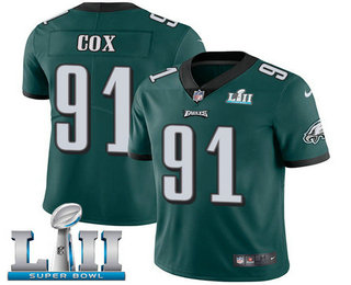 Youth Philadelphia Eagles #91 Fletcher Cox Midnight Green 2018 Super Bowl LII Patch Vapor Untouchable Stitched NFL Nike Limited Jersey