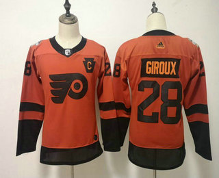 Youth Philadelphia Flyers #28 Claude Giroux Orange 2019 Stadium Series With C Patch Adidas Stitched NHL Jersey