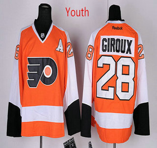 Youth Philadelphia Flyers #28 Claude Giroux Orange A Patch Hockey Jersey