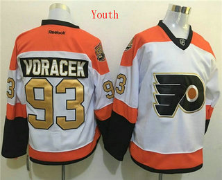 Youth Philadelphia Flyers #93 Jakub Voracek Reebok White Gold 50th Anniversary Hockey Jersey