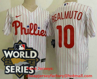 Youth Philadelphia Phillies #10 JT Realmuto White 2022 World Series Cool Base Jersey