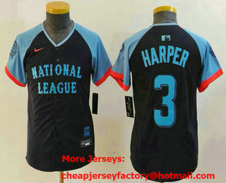 Youth Philadelphia Phillies #3 Bryce Harper Navy 2024 All Star Limited Stitched Jersey