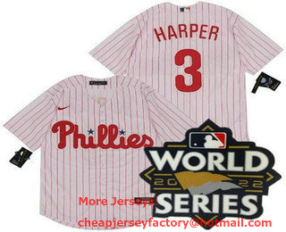 Youth Philadelphia Phillies #3 Bryce Harper White 2022 World Series Cool Base Jersey