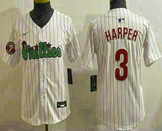 Youth Philadelphia Phillies #3 Bryce Harper White Fashion Limited Jersey