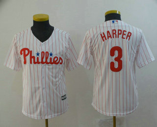 Youth Philadelphia Phillies #3 Bryce Harper White Home Stitched MLB Cool Base Jersey