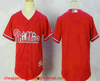 Youth Philadelphia Phillies Blank Red Stitched MLB Cool Base Jersey