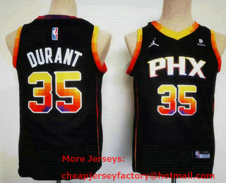 Youth Phoenix Suns #35 Kevin Durant Black Statement Sponsor Icon Swingman Jersey