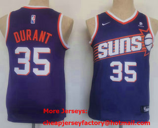Youth Phoenix Suns #35 Kevin Durant Purple 2023 Icon Sponsor Swingman Jersey