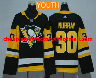 Youth Pittsburgh Penguins #30 Matt Murray Black Home 2017-2018 Hockey Stitched NHL Jersey