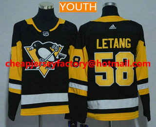 Youth Pittsburgh Penguins #58 Kris Letang Black Home 2017-2018 Hockey Stitched NHL Jersey
