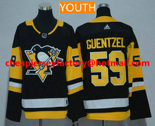 Youth Pittsburgh Penguins #59 Jake Guentzel Black Home 2017-2018 Hockey Stitched NHL Jersey