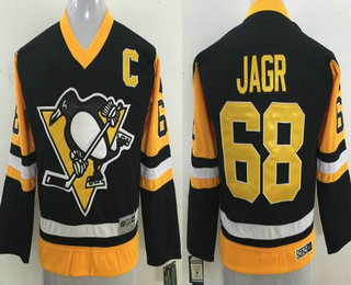 Youth Pittsburgh Penguins #68 Jaromir Jagr Black CCM Vintage Throwback Hockey Jersey