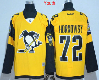 Youth Pittsburgh Penguins #72 Patric Hornqvist Yellow 2017 Stadium Series Stitched NHL Reebok Hockey Jersey