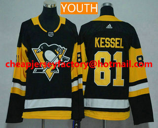 Youth Pittsburgh Penguins #81 Phil Kessel Black Home 2017-2018 Hockey Stitched NHL Jersey