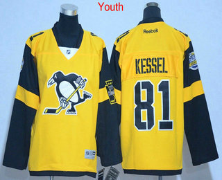 Youth Pittsburgh Penguins #81 Phil Kessel Yellow 2017 Stadium Series Stitched NHL Reebok Hockey Jersey