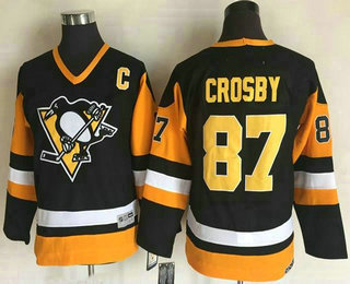 Youth Pittsburgh Penguins #87 Sidney Crosby 1980-81 Black CCM Throwback Stitched Vintage Hockey Jersey