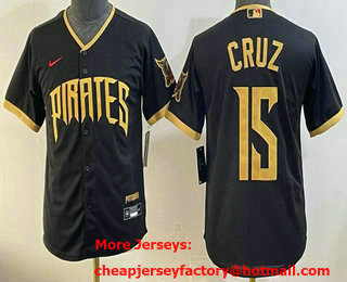Youth Pittsburgh Pirates #15 Oneil Cruz Black 2026 City Connect Stadium Jersey