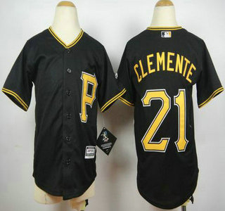 Youth Pittsburgh Pirates #21 Roberto Clemente Alternate Black 2015 MLB Cool Base Jersey