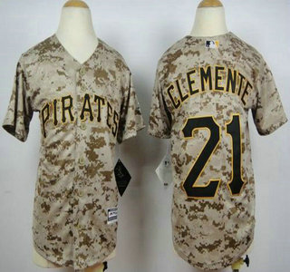 Youth Pittsburgh Pirates #21 Roberto Clemente Alternate Camo 2015 MLB Cool Base Jersey