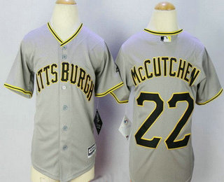 Youth Pittsburgh Pirates #22 Andrew McCutchen Gray Road Stitched MLB Cool Base Jersey