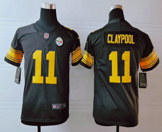 Youth Pittsburgh Steelers #11 Chase Claypool Black 2016 Color Rush Stitched NFL Nike Limited Jersey
