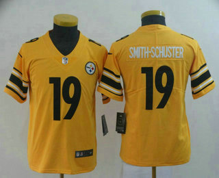Youth Pittsburgh Steelers #19 JuJu Smith-Schuster Gold 2019 Inverted Legend Stitched NFL Nike Limited Jersey