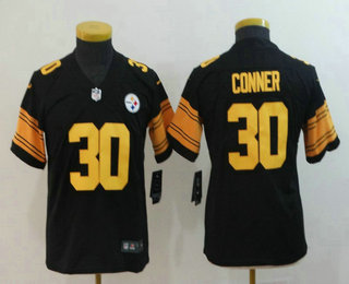 Youth Pittsburgh Steelers #30 James Conner Black 2016 Color Rush Stitched NFL Nike Limited Jersey