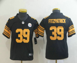 Youth Pittsburgh Steelers #39 Minkah Fitzpatrick Black 2016 Color Rush Stitched NFL Nike Limited Jersey