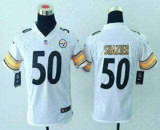 Youth Pittsburgh Steelers #50 Ryan Shazier White Road Stitched NFL Nike Game Jersey