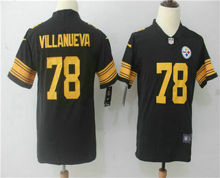 Youth Pittsburgh Steelers #78 Alejandro Villanueva Black 2016 Color Rush Stitched NFL Nike Limited Jersey