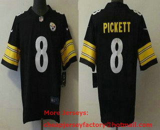 Youth Pittsburgh Steelers #8 Kenny Pickett Black 2022 Vapor Untouchable Stitched NFL Nike Limited Jersey