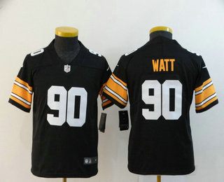Youth Pittsburgh Steelers #90 T. J. Watt Black 2017 Vapor Untouchable Stitched NFL Nike Throwback Limited Jersey