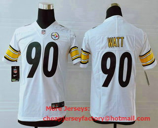 Youth Pittsburgh Steelers #90 T. J. Watt White 2017 Vapor Untouchable Stitched NFL Nike Limited Jersey