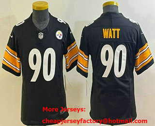 Youth Pittsburgh Steelers #90 TJ Watt Limited Black FUSE Vapor Jersey