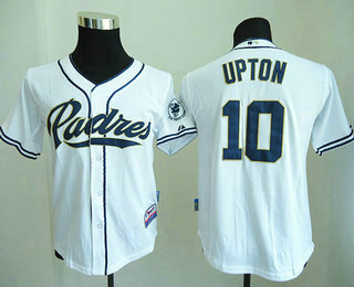 Youth San Diego Padres #10 Justin Upton White Cool Base Baseball Jersey