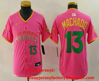 Youth San Diego Padres #13 Manny Machado Pink Player Number Fashion Baseball Jersey