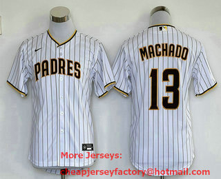 Youth San Diego Padres #13 Manny Machado White Stitched MLB Cool Base Nike Jersey