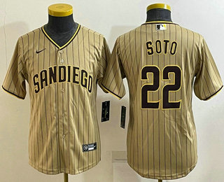 Youth San Diego Padres #22 Juan Soto Grey Stitched MLB Cool Base Nike Jersey