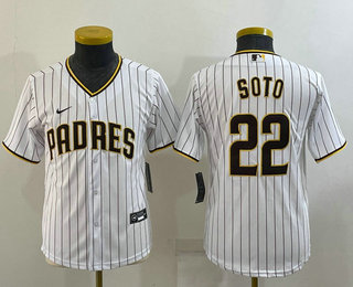 Youth San Diego Padres #22 Juan Soto White Stitched MLB Cool Base Nike Jersey
