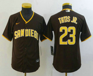 Youth San Diego Padres #23 Fernando Tatis Jr. Brown Stitched MLB Cool Base Nike Jersey